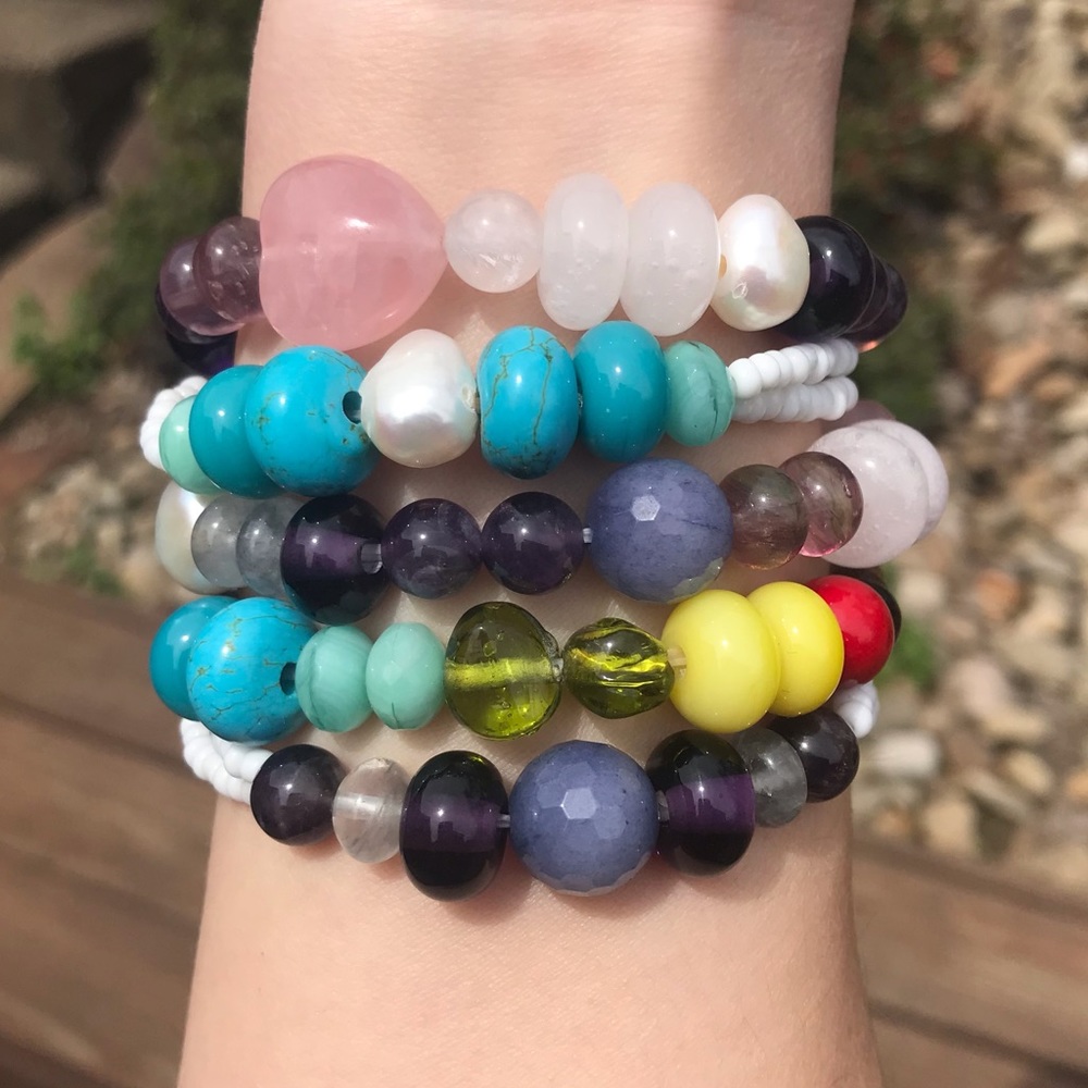 Trending Large Bead Genuine Gemstone Bracelets